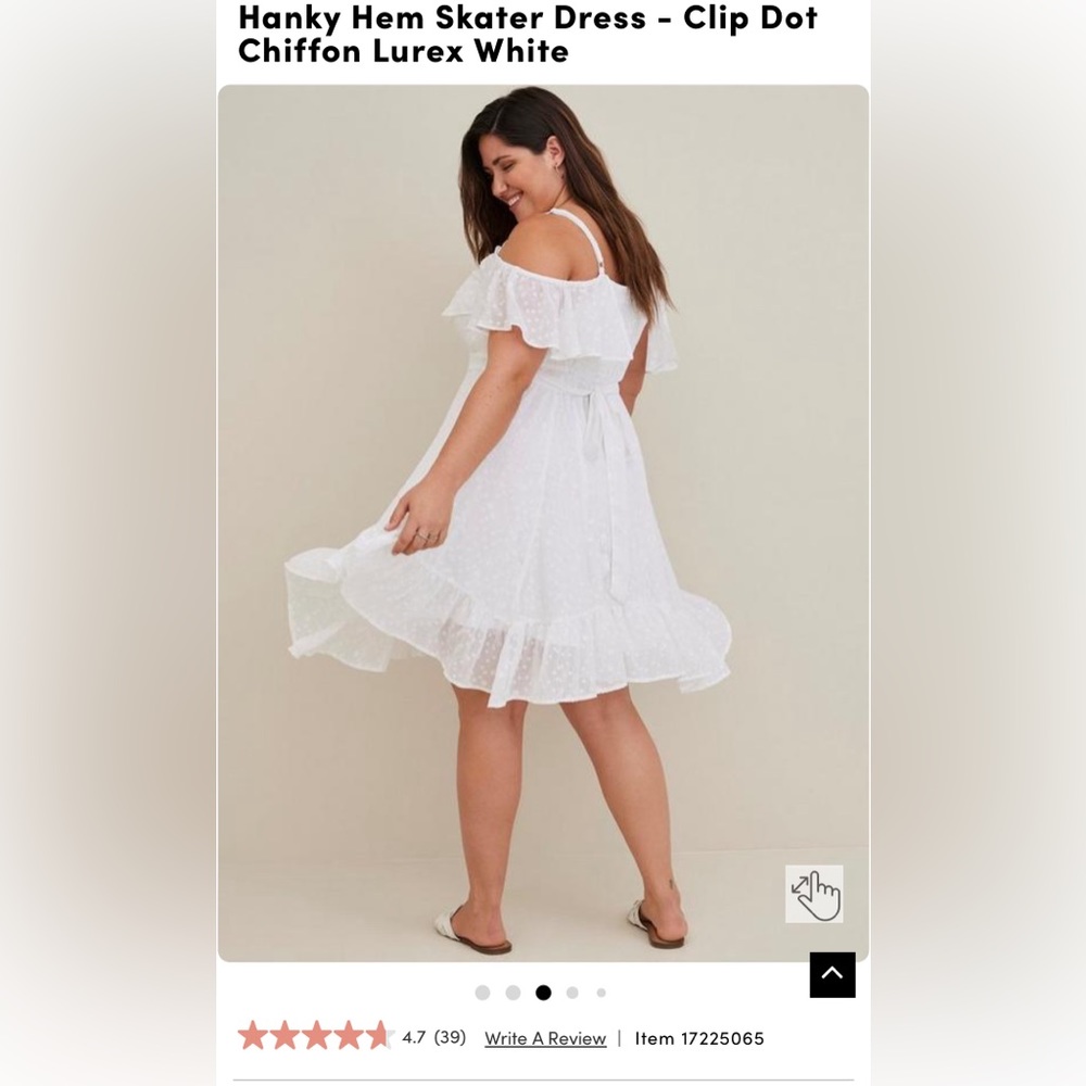 Hanky Hem Skater Dress - Clip Dot Chiffon Lurex White (Torrid)